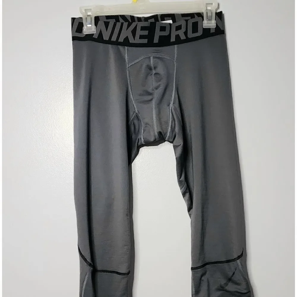 Nike Pro compression pants spell out size medium gray and black